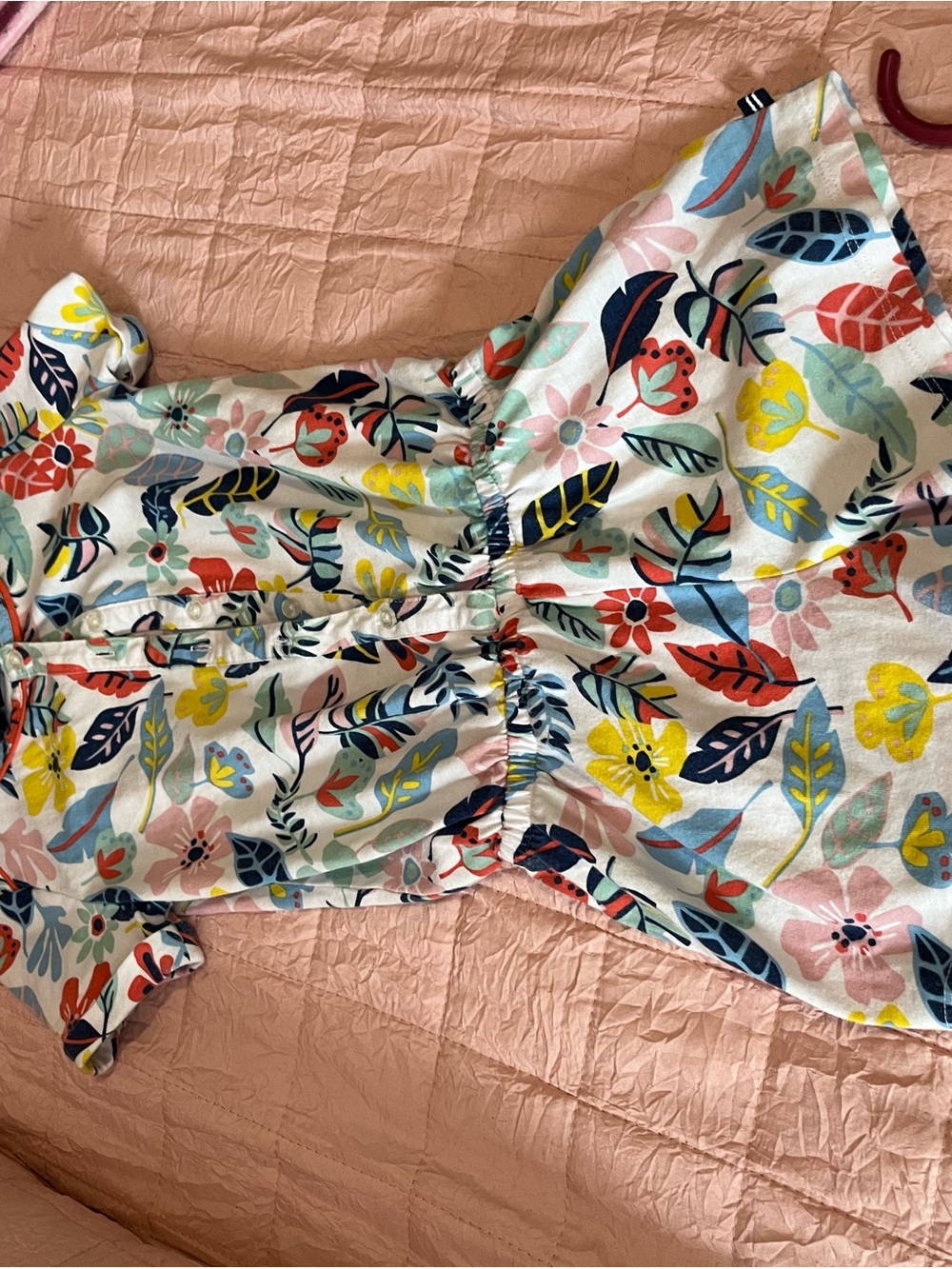 Nautica Girls Floral One-Piece in White with Multicolor Print